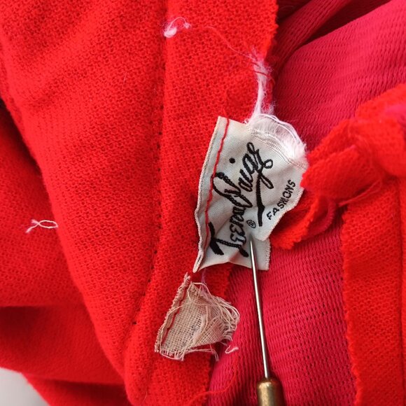 Vintage 1960's Majorette Dress 8/10 Red Black Knit Textured Cuffs Teena Paige - Picture 7 of 7